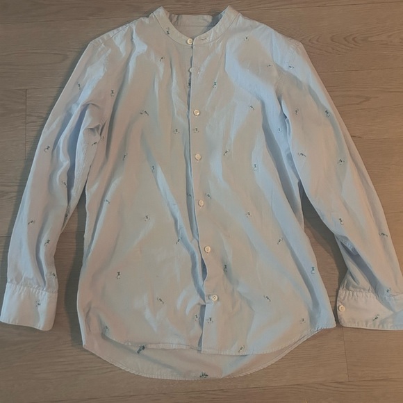 Ermenegildo Z Zegna Tennis Band All Over Print Collar Shirt Men Size M - Picture 2 of 7